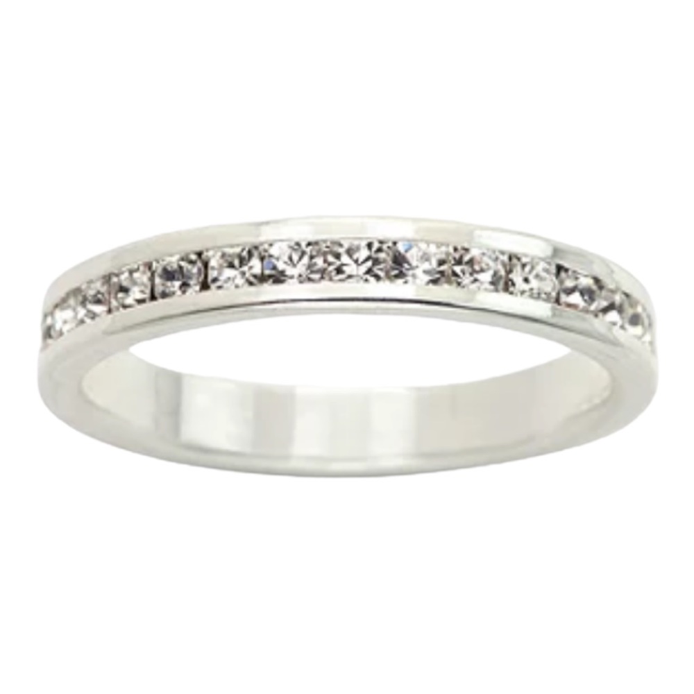 Womens Sparkle Allure Crystal Pure Silver Over Brass Band, Size 8, NWT